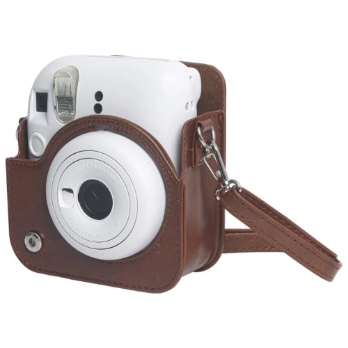 FUJIFILM Instax mini 12 Leather Case Full Body Camera Bag with Shoulder Strap (Brown)